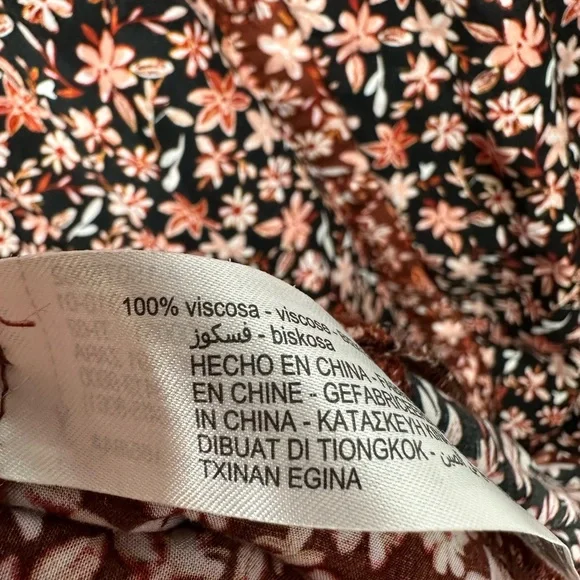 Zara • NEW • BROWN MAROON RED FLORAL PRINT BUTTONED LOOSE FIT MIDI DRESS • SMALL - Picture 8 of 11